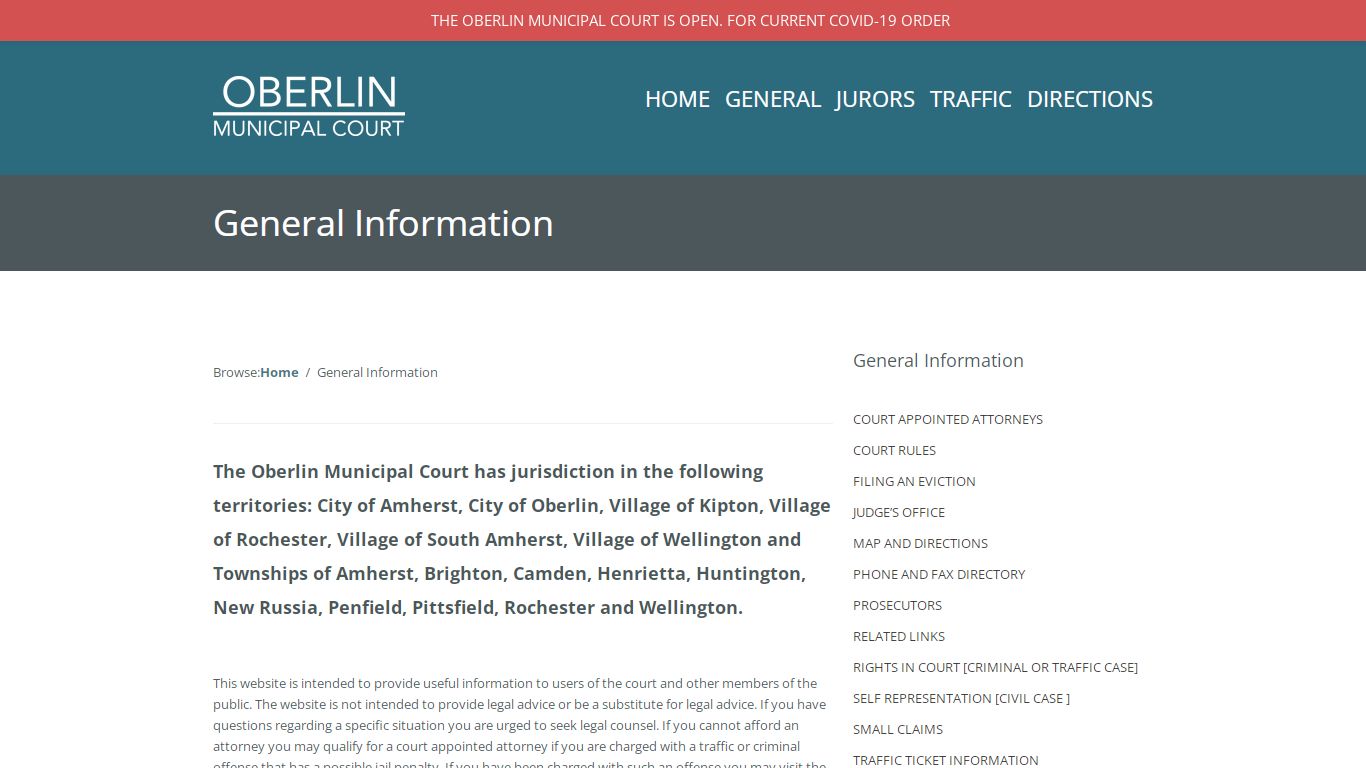 General Information - Oberlin Municipal Court
