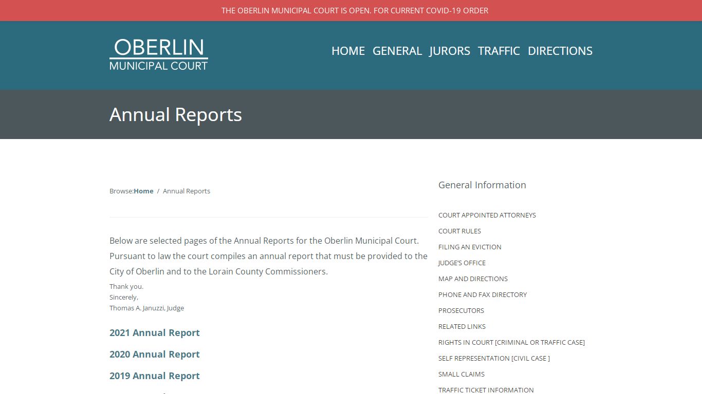 Annual Reports - Oberlin Municipal Court